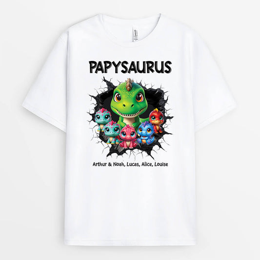 2344AFR2 t shirt papasaurus dechirant le vent 3d personnalise