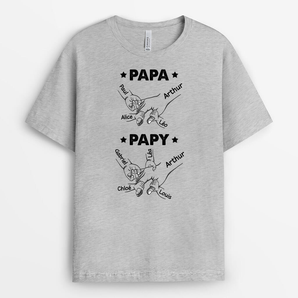 2347AFR1 t shirt papa papy et ses petites etoiles personnalise