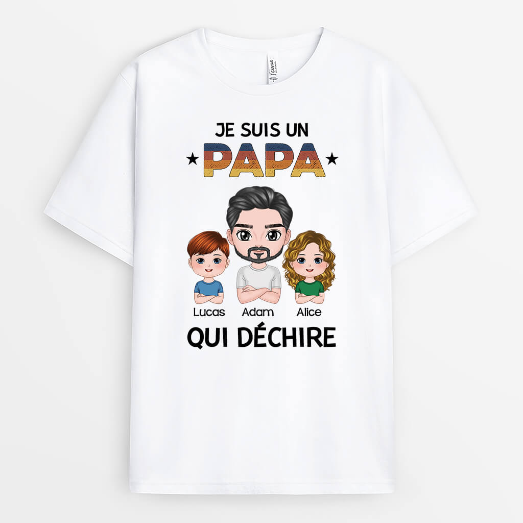 2350AFR1 t shirt je suis un papa qui dechire personnalise