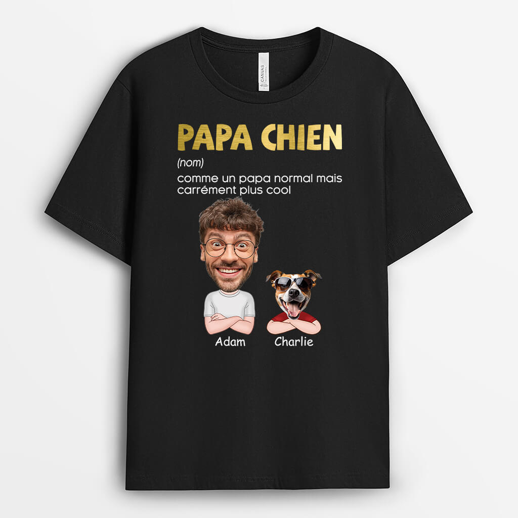 2355AFR1 t shirt papa chien maman chien plus cool personnalise