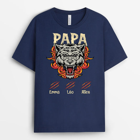 2357AFR1 t shirt papa sauvage avec griffes des enfants personnalise_2