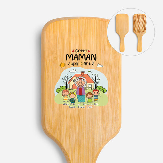 2361AFR1 brosse a cheveux personnalisee en bambou imprimee uv jolie maman mamie appartient a 2361aq6p5a_25c4c6c0 9844 4b69 9693 fd063df04d35
