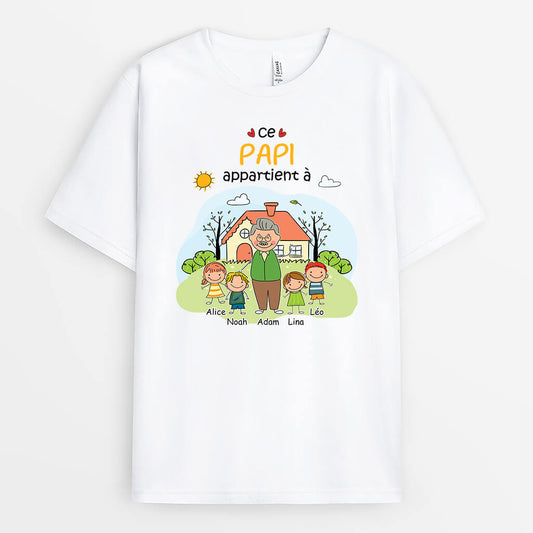 2361AFR1 t shirt cette maman mamie appartient a avec maison coloree personnalise