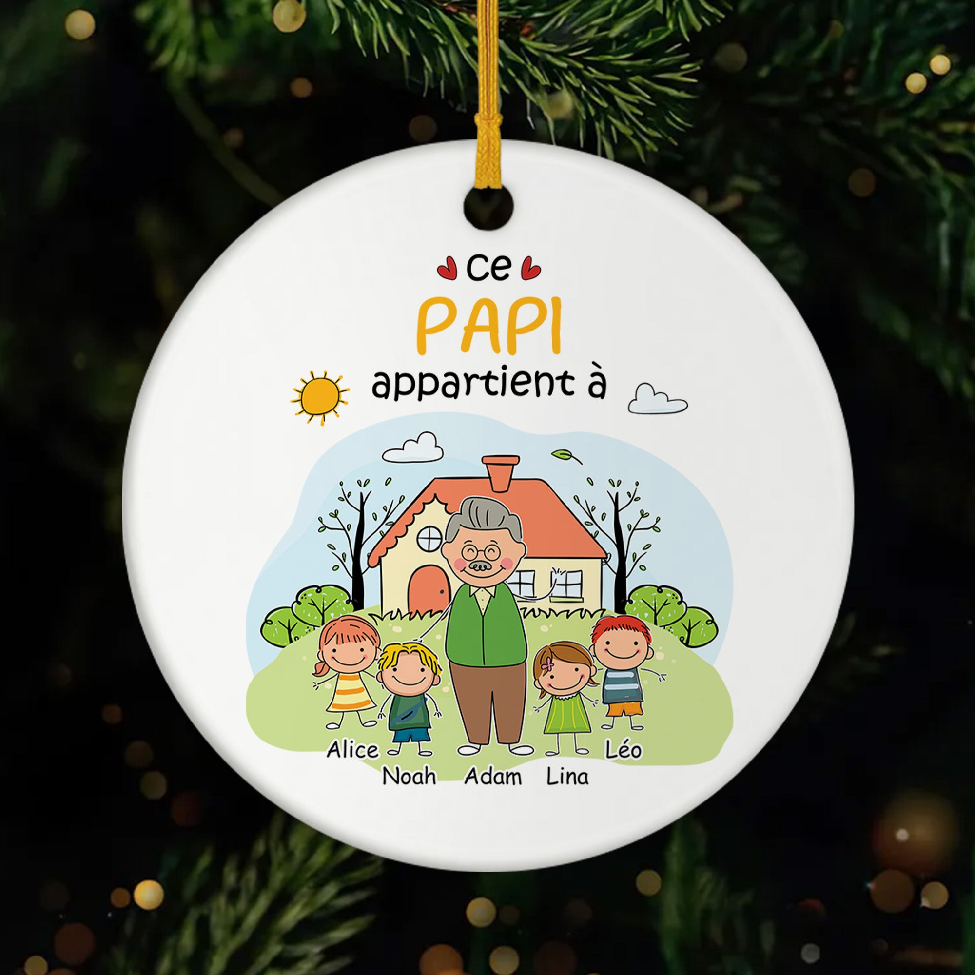 2361OFR1 ornement noel ceramique personnalise ce papy cette mamie appartient a 2361o6l5b