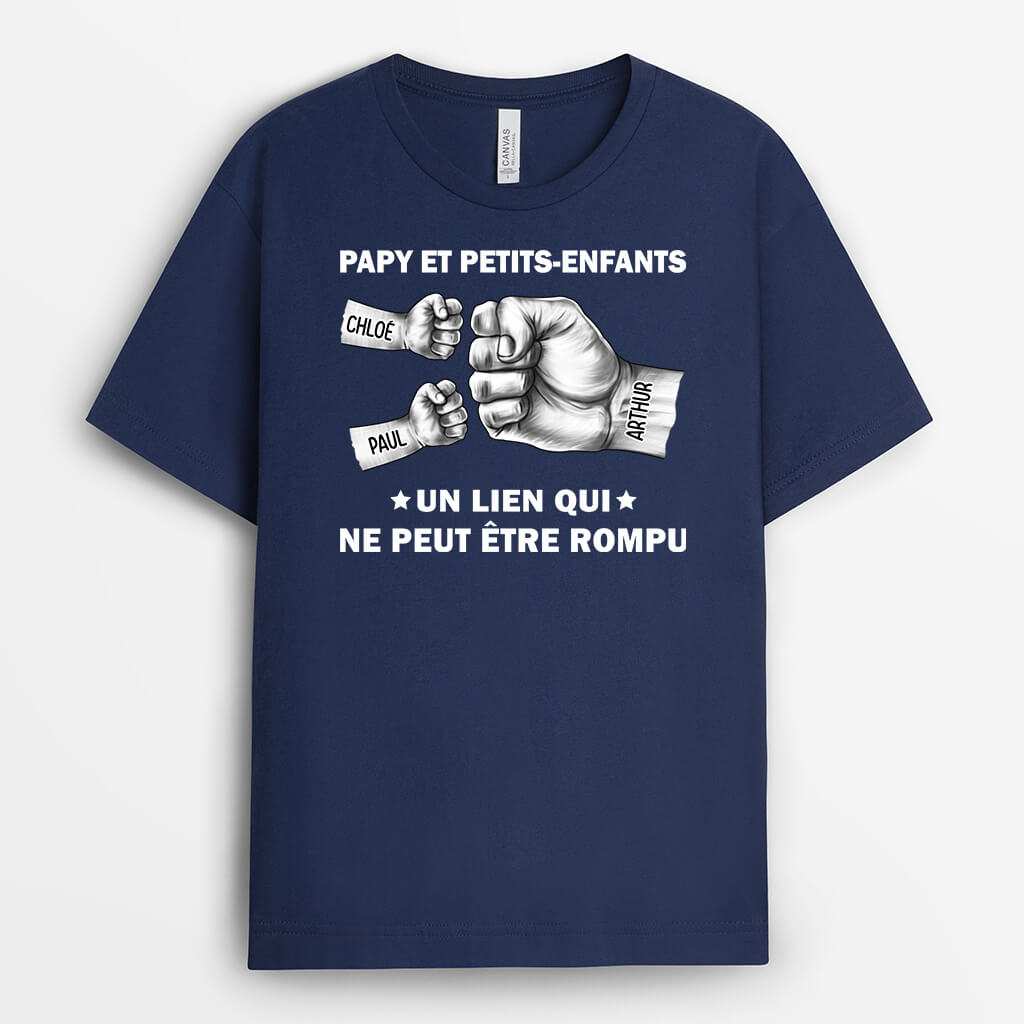 2364AFR2 t shirt papa et enfants un lien qui ne peut etre rompu avec bosses de poing monochrome personnalise