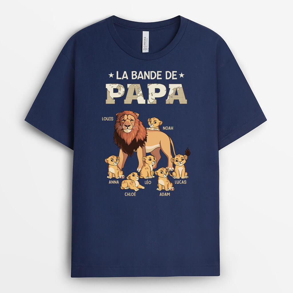 2366AFR1 t shirt la bande a papa papy lion version carte personnalise_3