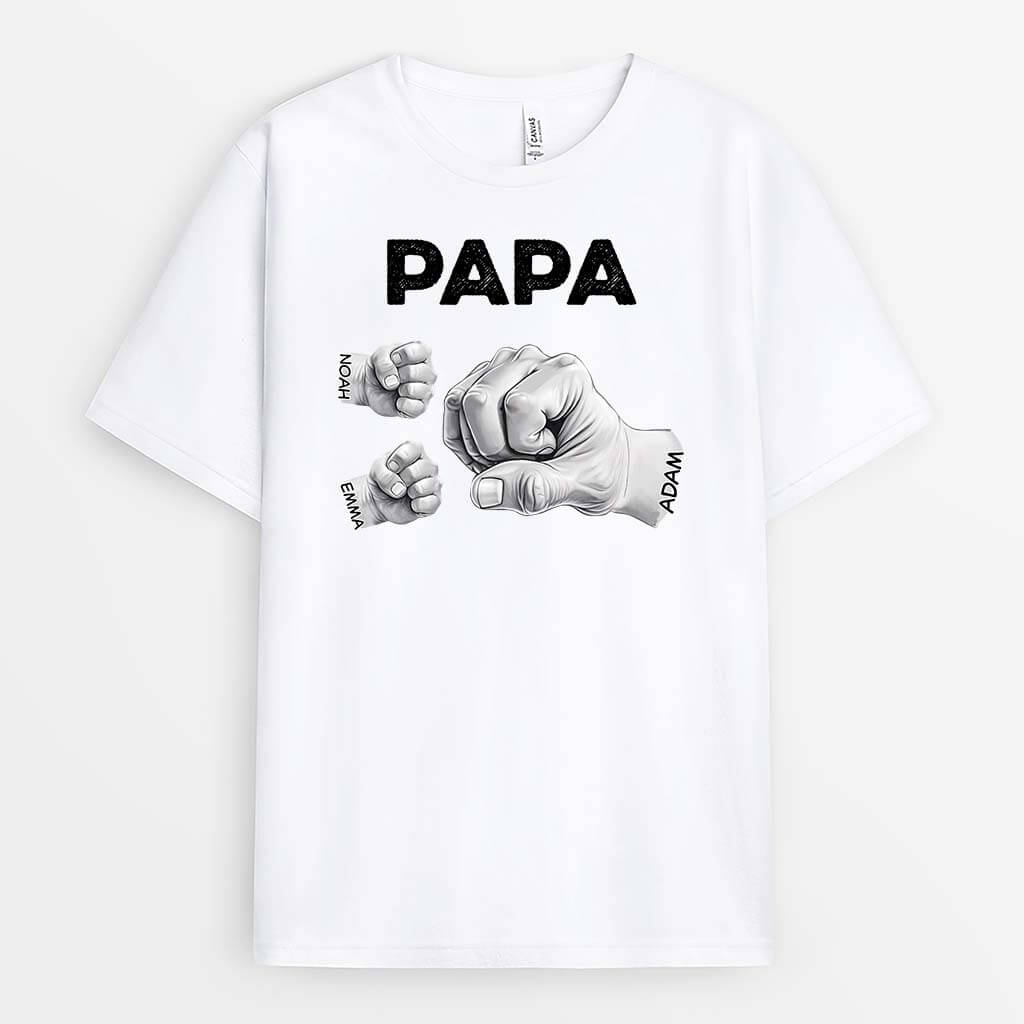 2367AFR1 t shirt papa bosses de poing authentiques version blanc personnalise