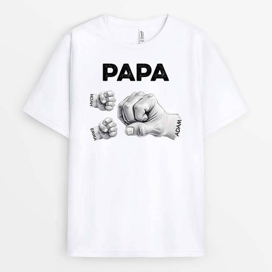 2367AFR1 t shirt papa bosses de poing authentiques version blanc personnalise