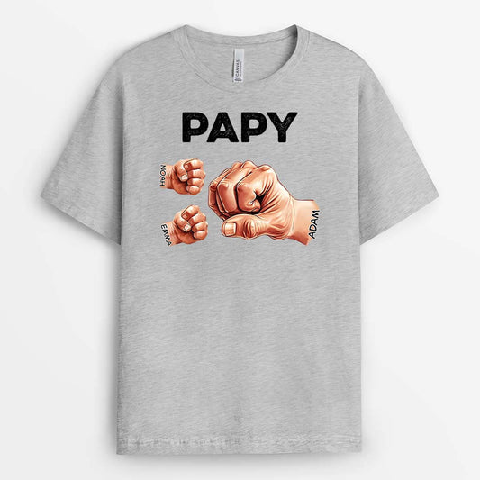 2367AFR2 t shirt papa bosses de poing authentiques version blanc personnalise