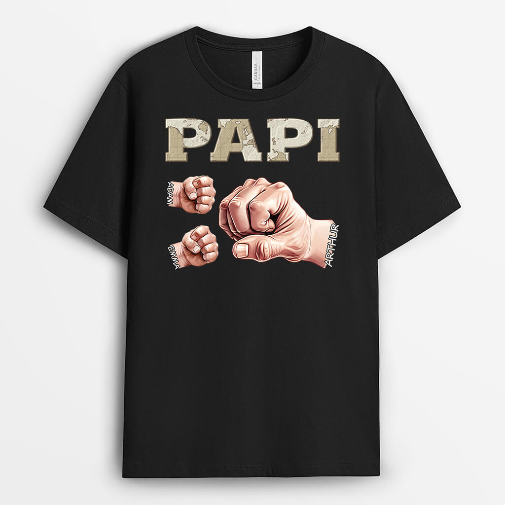 2370FR2 t shirt papa bosses de poing authentiques version carte personnalise