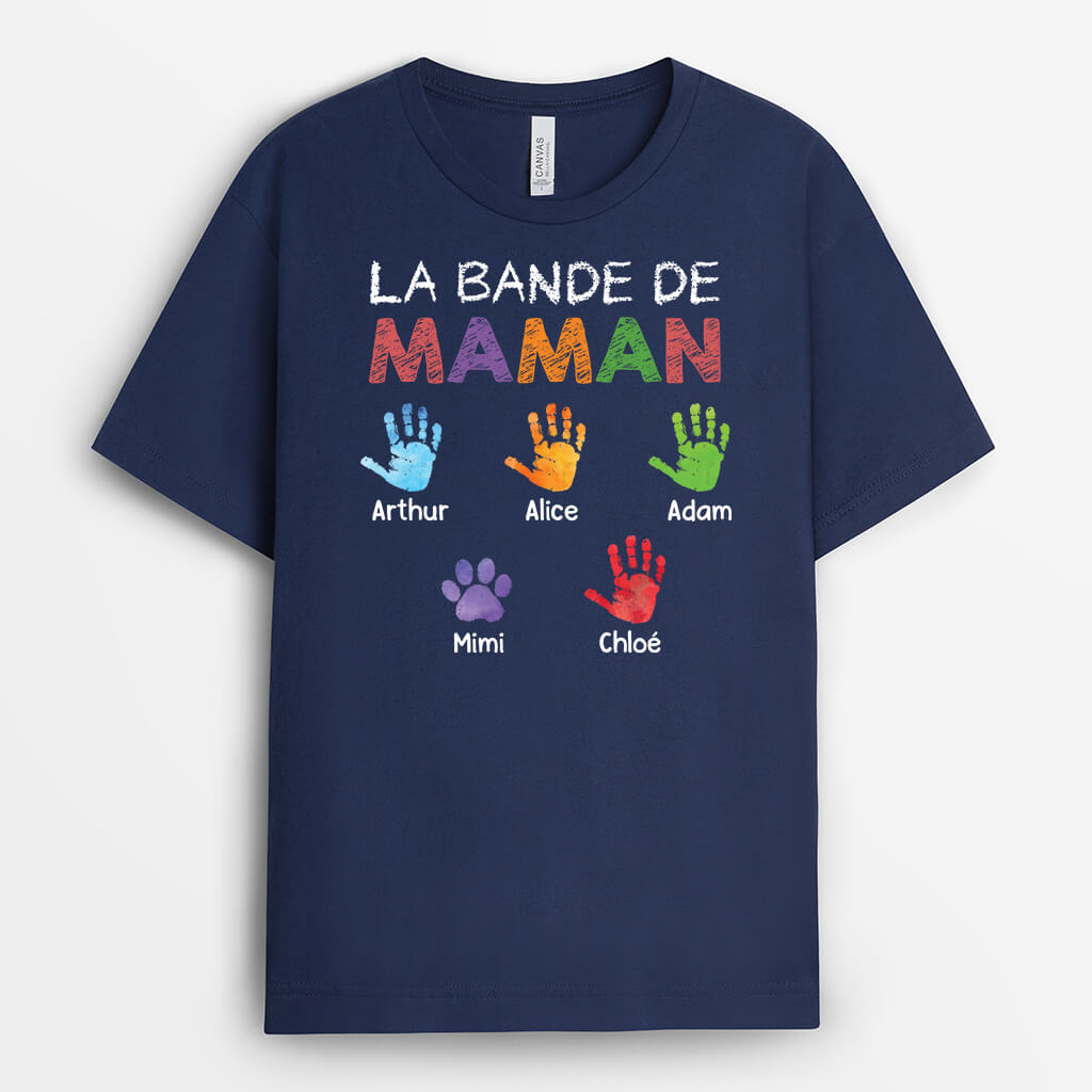 2373AFR2 t shirt la bande a papa avec empreintes colorees personnalise