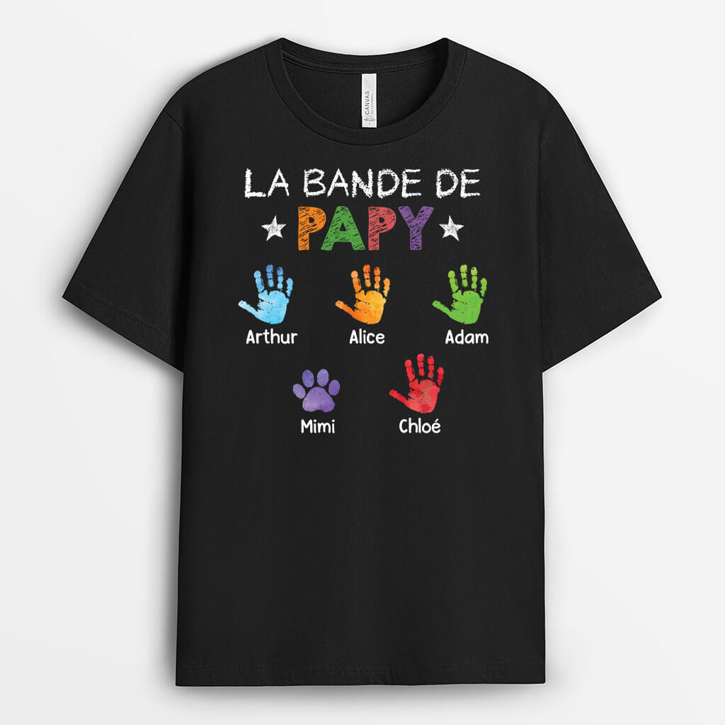 2373AFR3 t shirt la bande a papa avec empreintes colorees personnalise