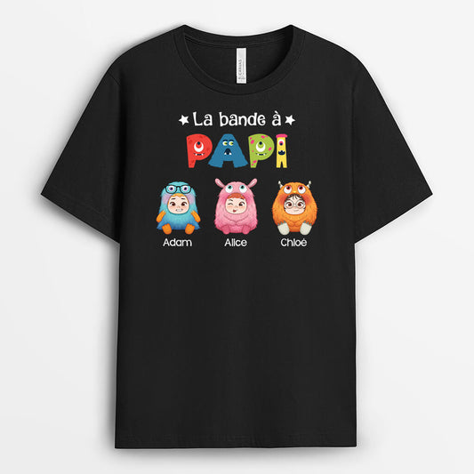 2379AFR1 t shirt la bande a papa papy avec ses enfants montres personnalise