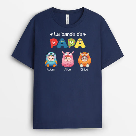 2379AFR2 t shirt la bande a papa papy avec ses enfants montres personnalise