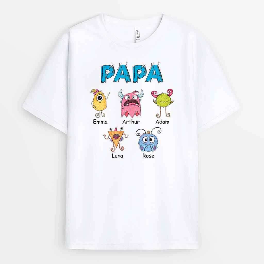 2381AFR1 t shirt papa papy monstres dessin personnalise