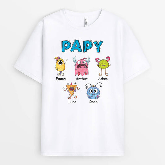 2381AFR3 t shirt papa papy monstres dessin personnalise