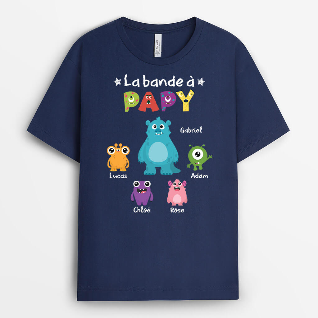 2387AFR2 t shirt la bande a papa papy monstres mignons personnalise