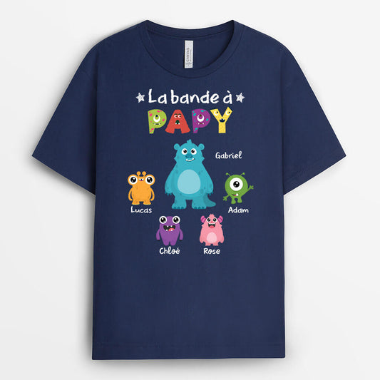 2387AFR2 t shirt la bande a papa papy monstres mignons personnalise