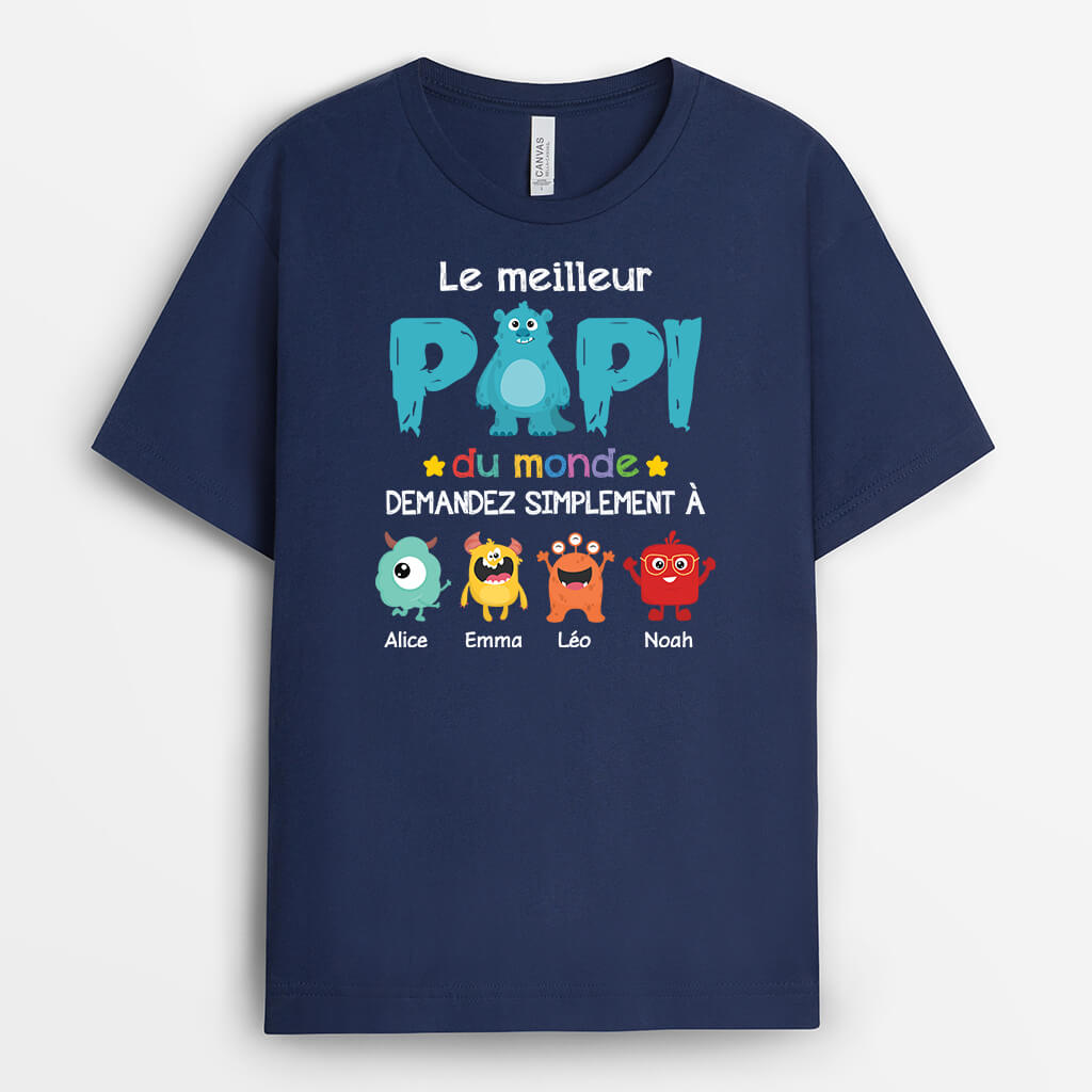 2390AFR2 t shirt meilleur papa monstre de tous les temps si demandez personnalise