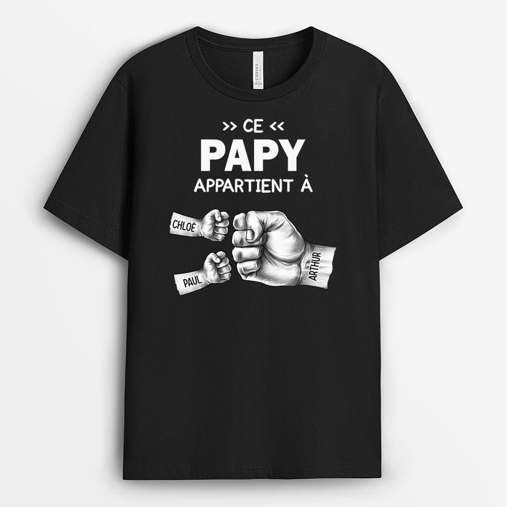 2391AFR2 t shirt ce papa appartient a avec bosses de poing authentiques personnalise