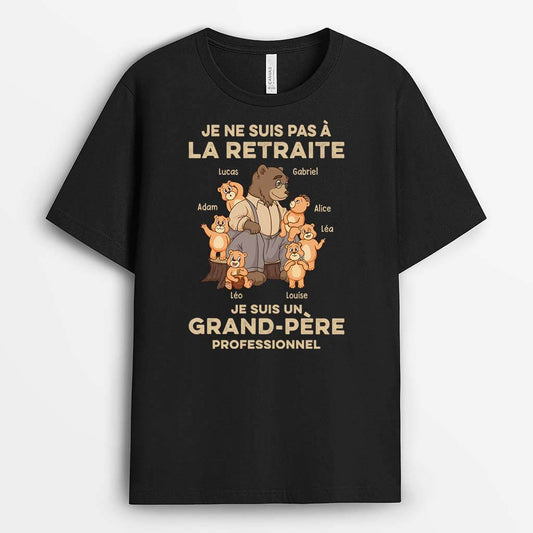 2394AFR1 t shirt je suis un papy professionnel version ours avec vetements elegants personnalise