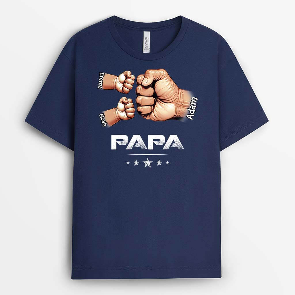 2407AFR1 t shirt papa papy bosses de poing avec mains personnalise