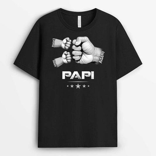 2407AFR2 t shirt papa papy bosses de poing avec mains personnalise