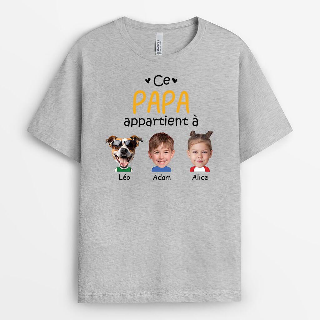 2412AFR1 t shirt ce papa papy appartient a version clair avec visages et photos personnalise_2