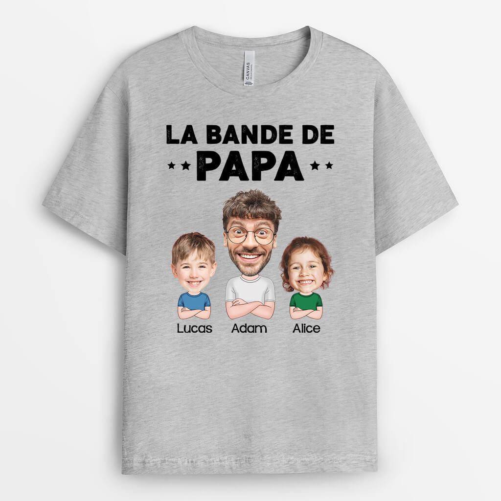 2416AFR1 t shirt la bande a papa papy simple avec visages personnalise