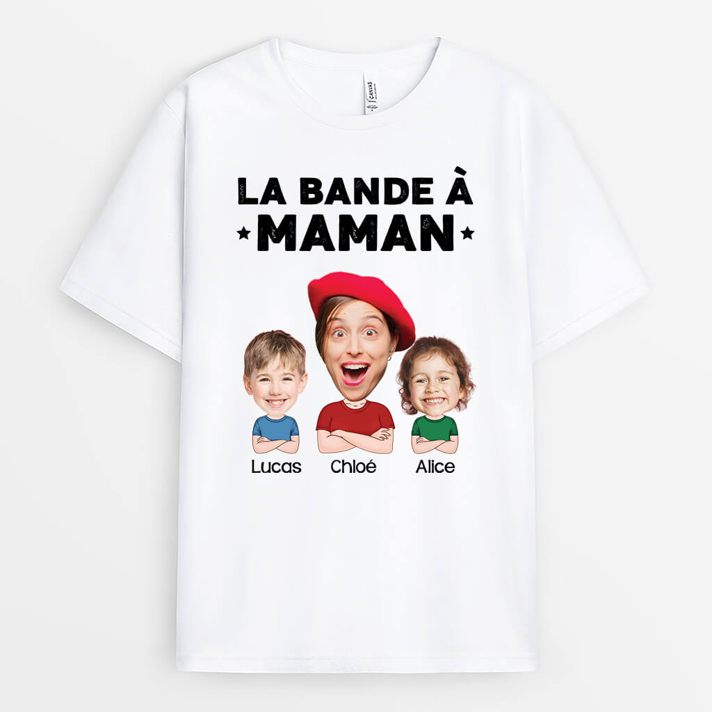 2416AFR2 t shirt la bande a papa papy simple avec visages personnalise