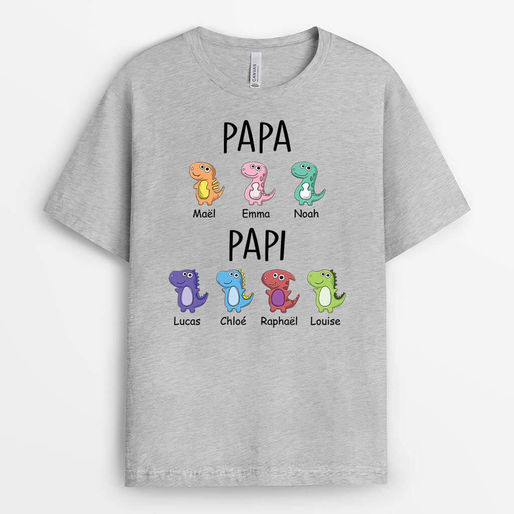 2424AFR1 t shirt papa papy petits dinosaures personnalise