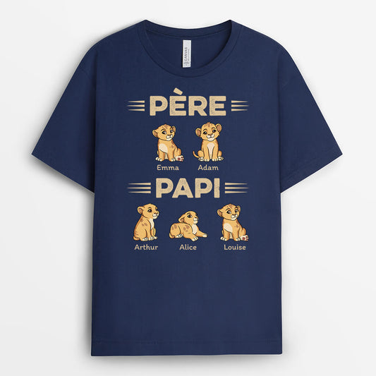 2426AFR2 t shirt papa papy petits lions personnalise