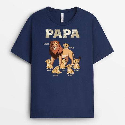 2430AFR2 t shirt papa papy lion sombre version carte personnalise