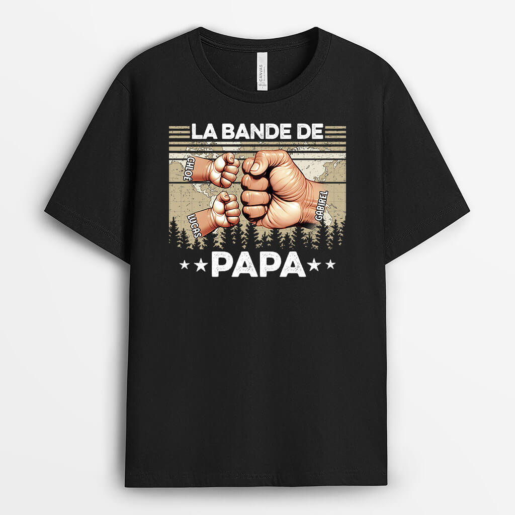 2433AFR1 t shirt la bande a papa papy bosses de poing foret coloree personnalise