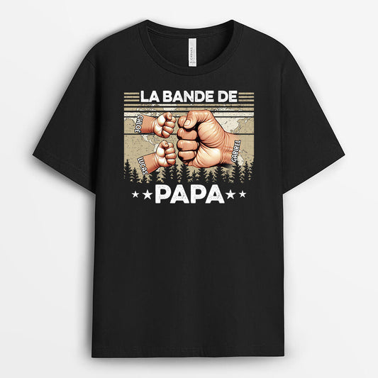 2433AFR1 t shirt la bande a papa papy bosses de poing foret coloree personnalise