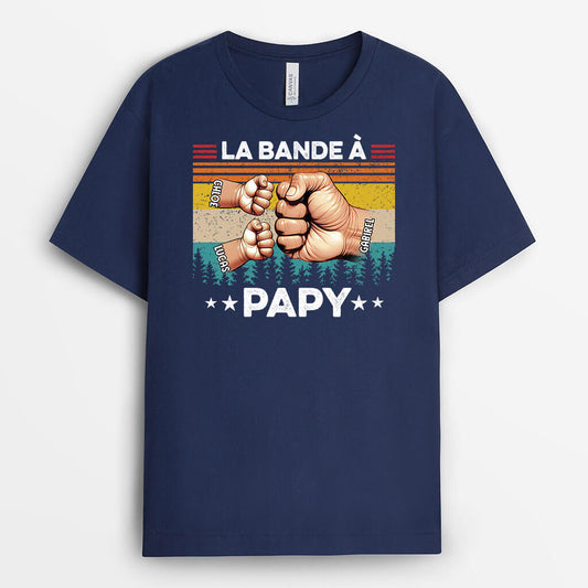 2433AFR2 t shirt la bande a papa papy bosses de poing foret coloree personnalise