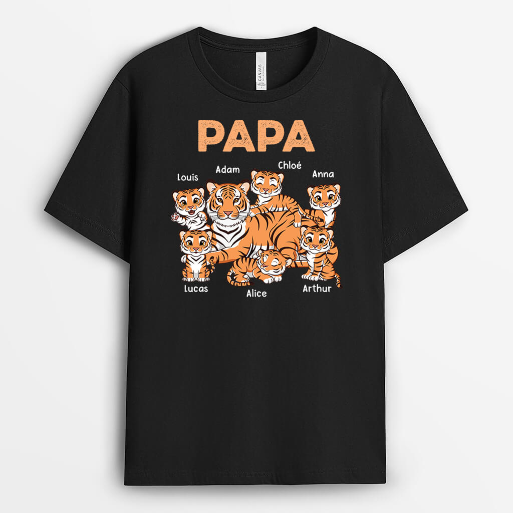 2436AFR1 t shirt papa famille de tigres personnalise