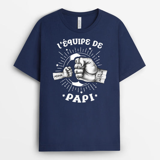 2438AFR1 t shirt lequipe de papa ballon de football version noir et blanc personnalise