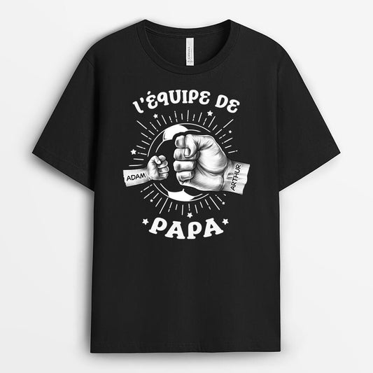 2438AFR2 t shirt lequipe de papa ballon de football version noir et blanc personnalise