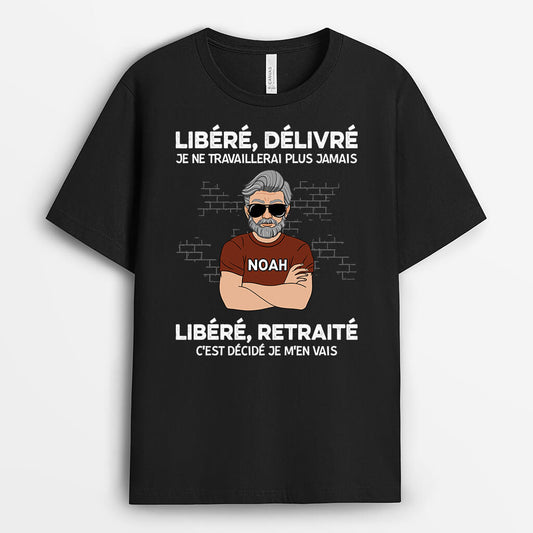 2441AFR1 t shirt libere delivre je ne travaillerai plus jamais mur de briques personnalise