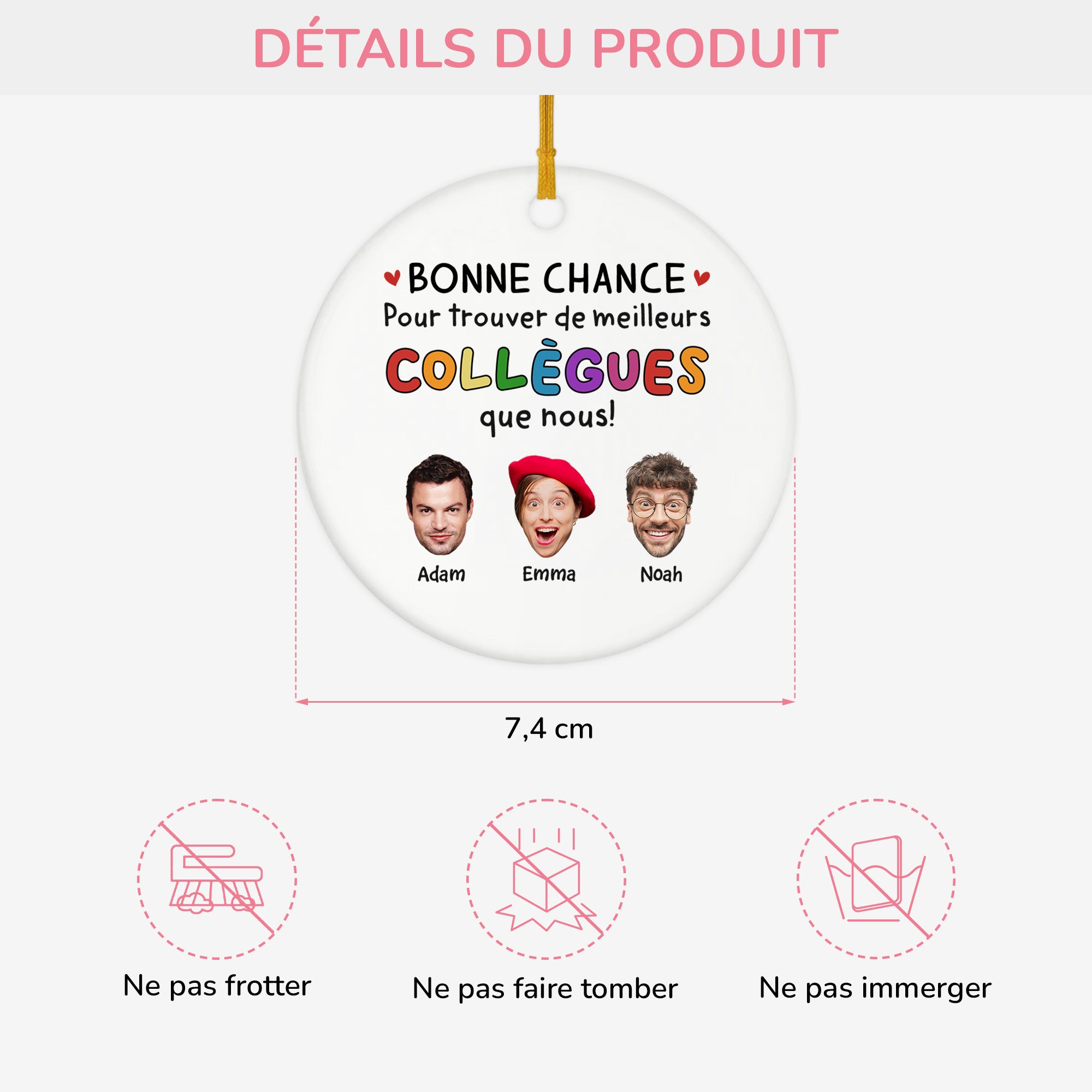 2449OFR3 ornement noel ceramique personnalise avec photo meilleurs collegues que nous 2449o8l5o