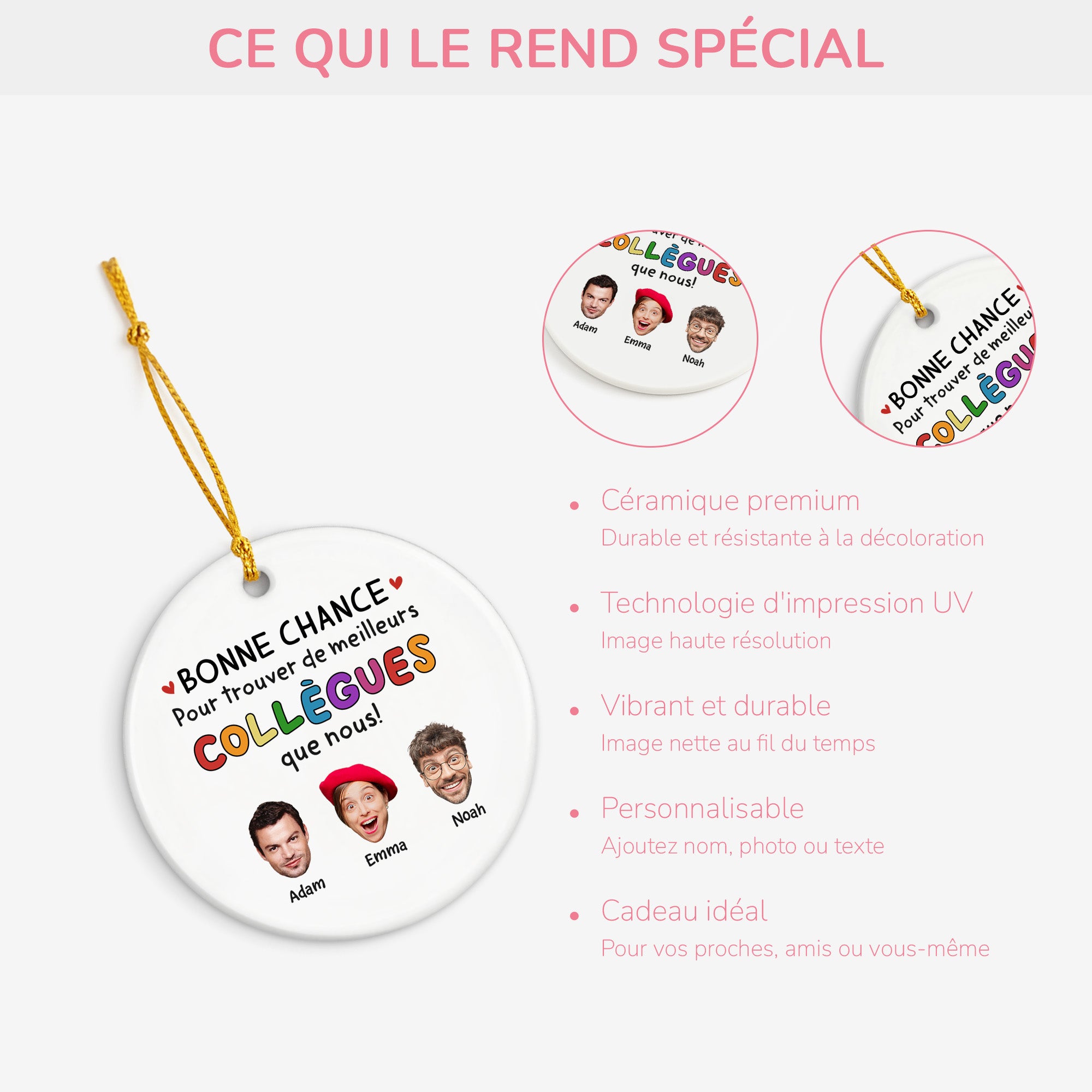 2449OFR4 ornement noel ceramique personnalise avec photo meilleurs collegues que nous 2449o8l5o