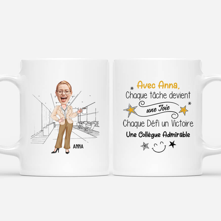 2452MFR1 mug chaque tache devient une joie version femme personnalise