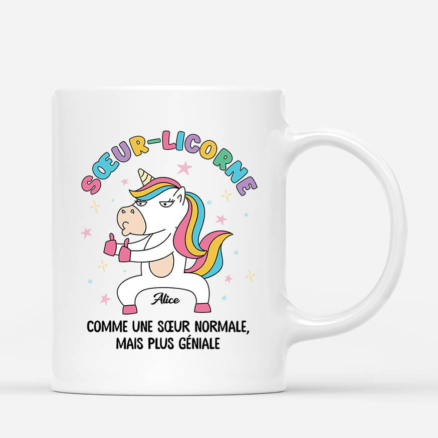 2471FR1 mug soeur licorne comme une soeur normale mais plus geniale personnalise