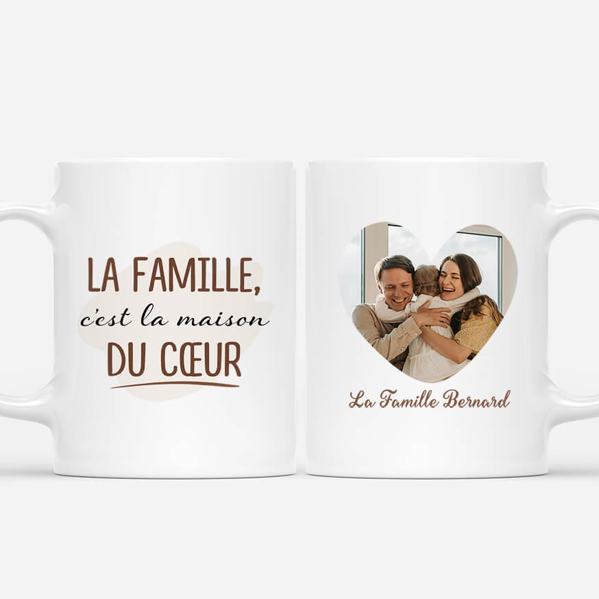 2494MFR1 mug la famille cest la maison du coeur personnalise