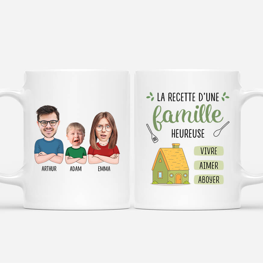 2496MFR1 mug la recette dune famille heureuse personnalise