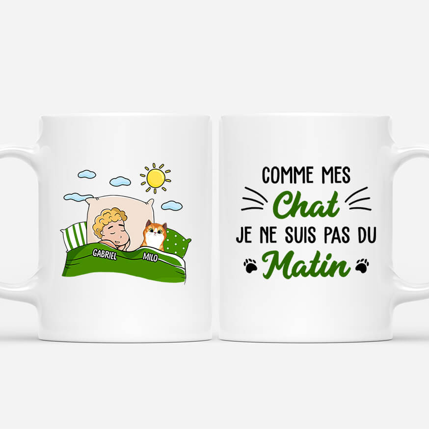 2497MFR1 mug comme mon chat je ne suis pas du matin personnalise