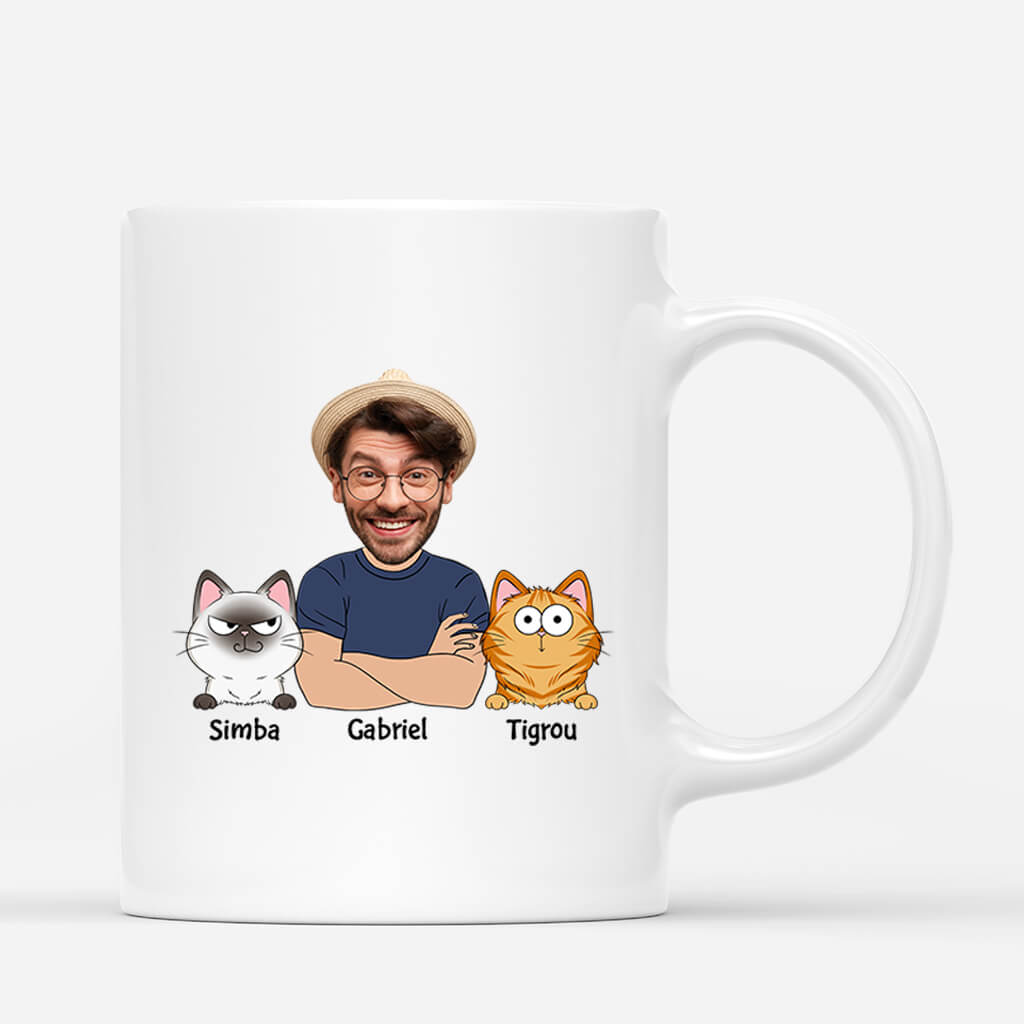 2498MFR2 mug chez nous vit un humain version chat personnalise