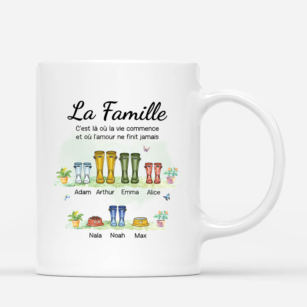 2500MFR1 mug la famille cest la ou la vie commence personnalise