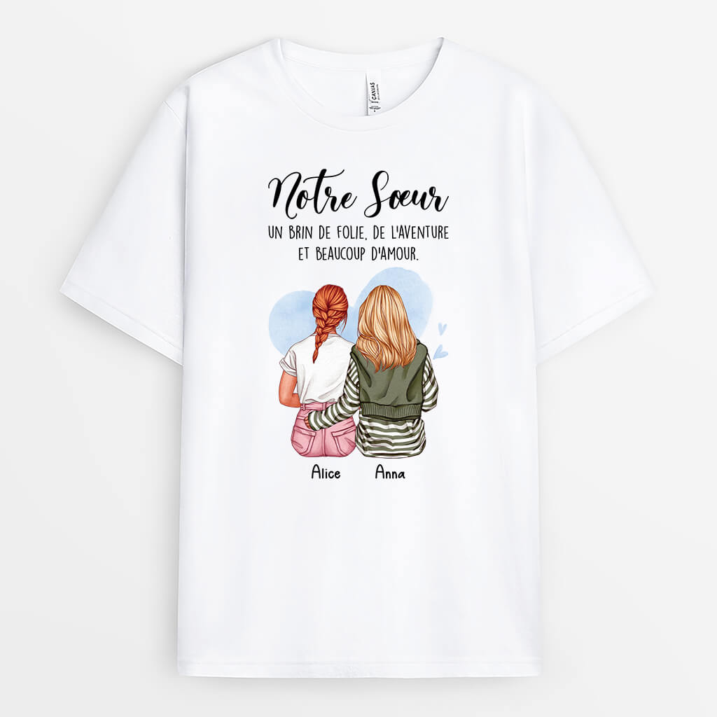 2506AFR1 t shirt notre soeur beaucoup damour personnalise